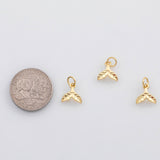 18K Gold PVD Dolphin tail whale tail charm s Charms - Tarnish Resistant
