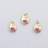 18K Gold PVD Heart pink enamel charm s Charms - Tarnish Resistant