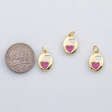 18K Gold PVD Heart pink enamel charm s Charms - Tarnish Resistant