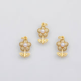 18K Gold PVD Flower daisy pearl charm s Charms - Tarnish Resistant