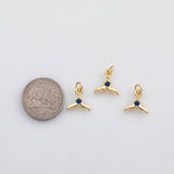 18K Gold pvd Whale tail dolphin tail charm sapphire blue s Charms - Tarnish Resistant