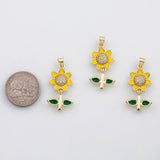 18K Gold PVD Sunflower daisy flower charm s Charms - Tarnish Resistant