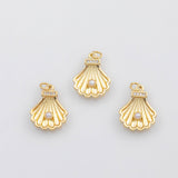 18K Gold pvd Sea shell clam oyster shell with pearl charm charm s Charms - Tarnish Resistant