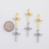 18K Gold PVD Cross rose flower charm charm charm s Charms - Tarnish Resistant