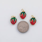 18K Gold PVD Strawberry charm enamel charm charm s Charms - Tarnish Resistant