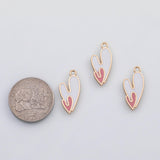 18K Gold PVD Double Heart Charms s White Gold Charms - Tarnish Resistant