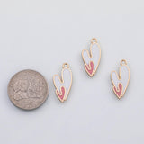 18K Gold PVD Double Heart Charms s White Gold Charms - Tarnish Resistant