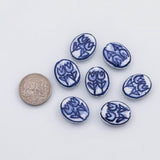 18K Gold PVD 4pcs Ceramic Flower Beads Charm Colorful ceramic shell charms hmade painted porcelain vintage - Tarnish Resistant