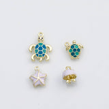 18K Gold PVD Starfish Jellyfish Sea Turtle fish ocean beach summer enamel charm s Charms - Tarnish Resistant