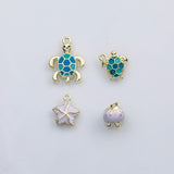 18K Gold PVD Starfish Jellyfish Sea Turtle fish ocean beach summer enamel charm s Charms - Tarnish Resistant