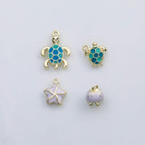 18K Gold PVD Starfish Jellyfish Sea Turtle fish ocean beach summer enamel charm s Charms - Tarnish Resistant