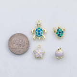 18K Gold PVD Starfish Jellyfish Sea Turtle fish ocean beach summer enamel charm s Charms - Tarnish Resistant