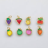 18K Gold PVD Fruit grape carrot lemon lime cherry pineapple charm s Charms - Tarnish Resistant