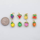18K Gold PVD Fruit grape carrot lemon lime cherry pineapple charm s Charms - Tarnish Resistant