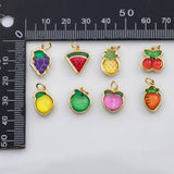 18K Gold PVD Fruit grape carrot lemon lime cherry pineapple charm s Charms - Tarnish Resistant