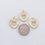 18K Gold PVD Heart mother of pearl charm s Charms - Tarnish Resistant