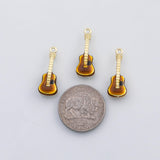 18K Gold PVD Guitar charm musical instrument enamel charm s Charms - Tarnish Resistant