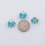 18K Gold PVD Elephant blue enamel charm s Charms - Tarnish Resistant
