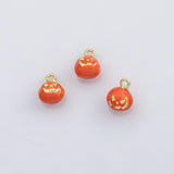 18K Gold PVD Pumpkin Jack-o'-lantern charm halloween fruit enamel charm s Charms - Tarnish Resistant