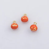 18K Gold PVD Pumpkin Jack-o'-lantern charm halloween fruit enamel charm s Charms - Tarnish Resistant