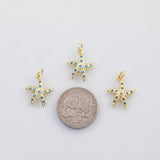 18K Gold PVD Starfish Charm 14x17mm Blue Turquoise - Tarnish Resistant