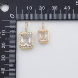 18K Gold PVD rectangle charms sapphire blue clear charm birthstone s 21x11mm - Tarnish Resistant