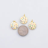 18K Gold PVD star constellation multicolor charm coin round pendant charms 15mm - Tarnish Resistant