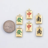 18K Gold pvd Mahjong tiles charm - Tarnish Resistant