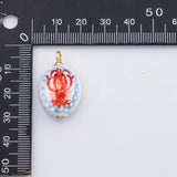18K Gold PVD Ceramic Lobster charm Double-Sided hmade ceramic porcelain vintage charm - Tarnish Resistant