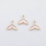 18K Gold PVD Whale tail mother of pearl charm - Tarnish Resistant