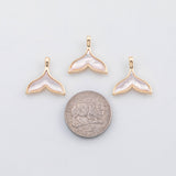 18K Gold PVD Whale tail mother of pearl charm - Tarnish Resistant