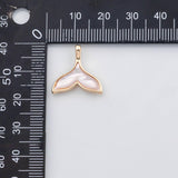 18K Gold PVD Whale tail mother of pearl charm - Tarnish Resistant