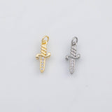 18K Gold pvd Sword dagger charm s Charms - Tarnish Resistant