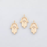 18K Gold PVD Hamsa H of fatima charm - Tarnish Resistant
