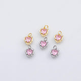 18K Gold PVD Pink heart charm s Charms - Tarnish Resistant