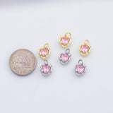 18K Gold PVD Pink heart charm s Charms - Tarnish Resistant