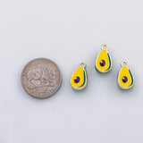 18K Gold PVD Avocado charm fruit enamel charm s Charms - Tarnish Resistant