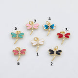 18K Gold PVD Dragonfly damselfly charm s Charms - Tarnish Resistant