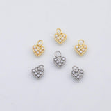 18K Gold PVD Heart with pearl inlane charm s Charms - Tarnish Resistant