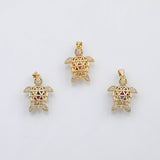 18K Gold PVD 3D Sea Turtle cage with s inside charm s Charms - Tarnish Resistant