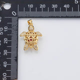18K Gold PVD 3D Sea Turtle cage with s inside charm s Charms - Tarnish Resistant