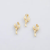 18K Gold PVD Flower leaf grass plant charm s Charms - Tarnish Resistant