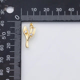 18K Gold PVD Flower leaf grass plant charm s Charms - Tarnish Resistant