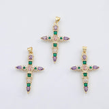 18K Gold PVD Fancy cross multicolor charm s Charms - Tarnish Resistant