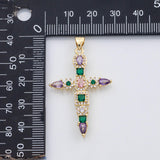 18K Gold PVD Fancy cross multicolor charm s Charms - Tarnish Resistant