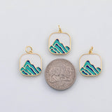 18K Gold PVD Mountain scene enamel charm s Charms - Tarnish Resistant