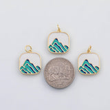 18K Gold PVD Mountain scene enamel charm s Charms - Tarnish Resistant