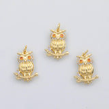 18K Gold PVD Owl charm s Charms - Tarnish Resistant
