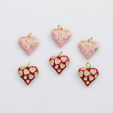 18K Gold PVD Pink red heart enamel charm valentine's day s Charms - Tarnish Resistant