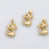 18K Gold PVD Cat charm s Charms - Tarnish Resistant